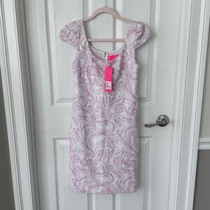 Lilly Pulitzer White Midi Dress with Pink Paisley Print